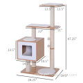 Modern Cat Tree Scratching Post With Cube Cave